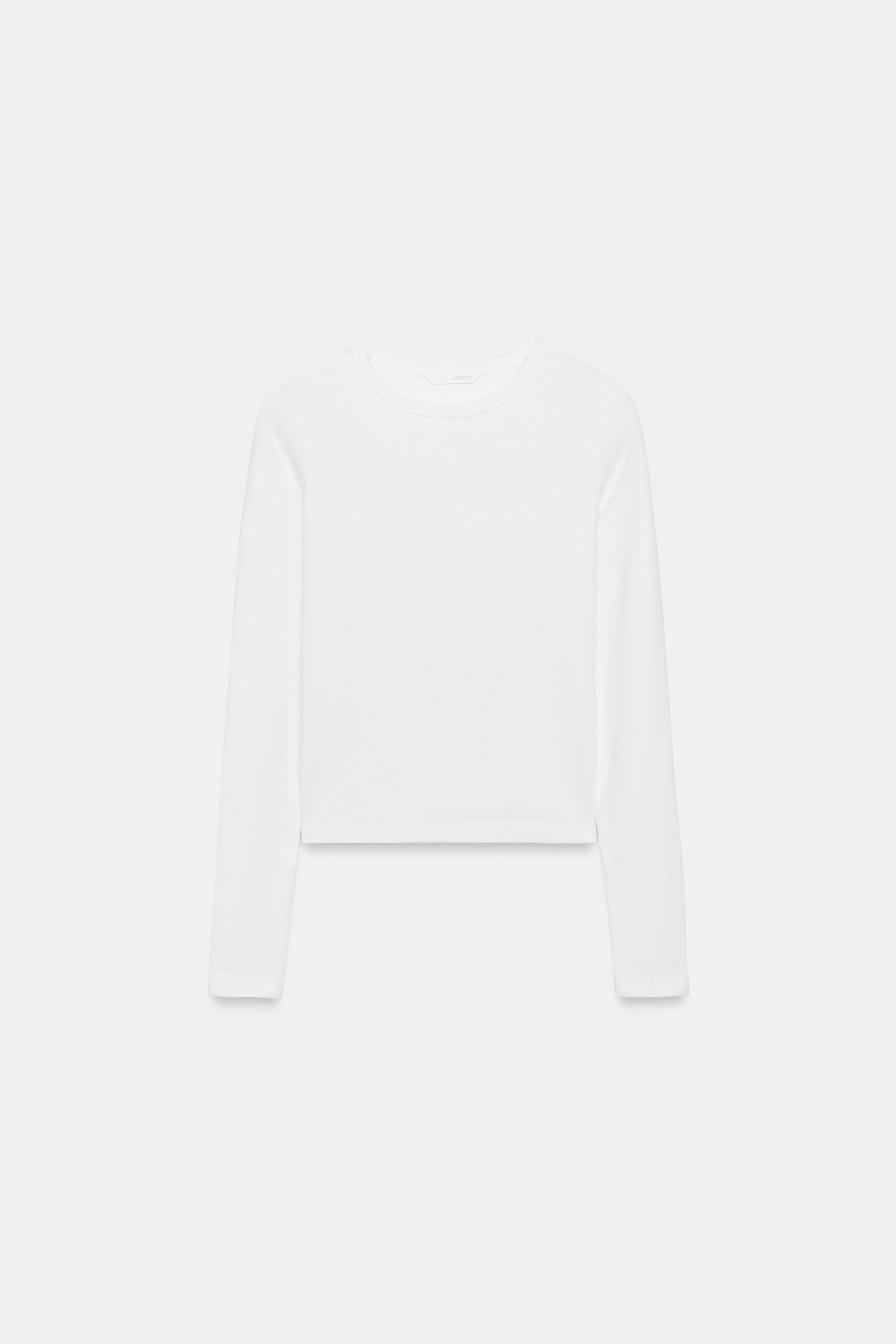 T-SHIRT EN COTON À MANCHES LONGUES